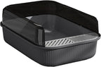 Litter Tray Box with Splash Guard and Wide Opening for Cats Open Top Design - Grey