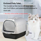 Enclosed Cat Litter Box Lid Scoop Splash Proof Lift Top Removable Toilet Tray - Black