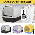 Enclosed Cat Litter Box Lid Scoop Splash Proof Lift Top Removable Toilet Tray - Purple