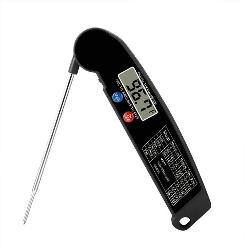 Foldable Digital Thermometer Probe Temperature Kitchen Cooking Food Bbq Meat Jam - Black