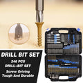 246pcs Drill Bit Set Hole Opener Drills Kit Metal Wood Plastic DIY Power Tools