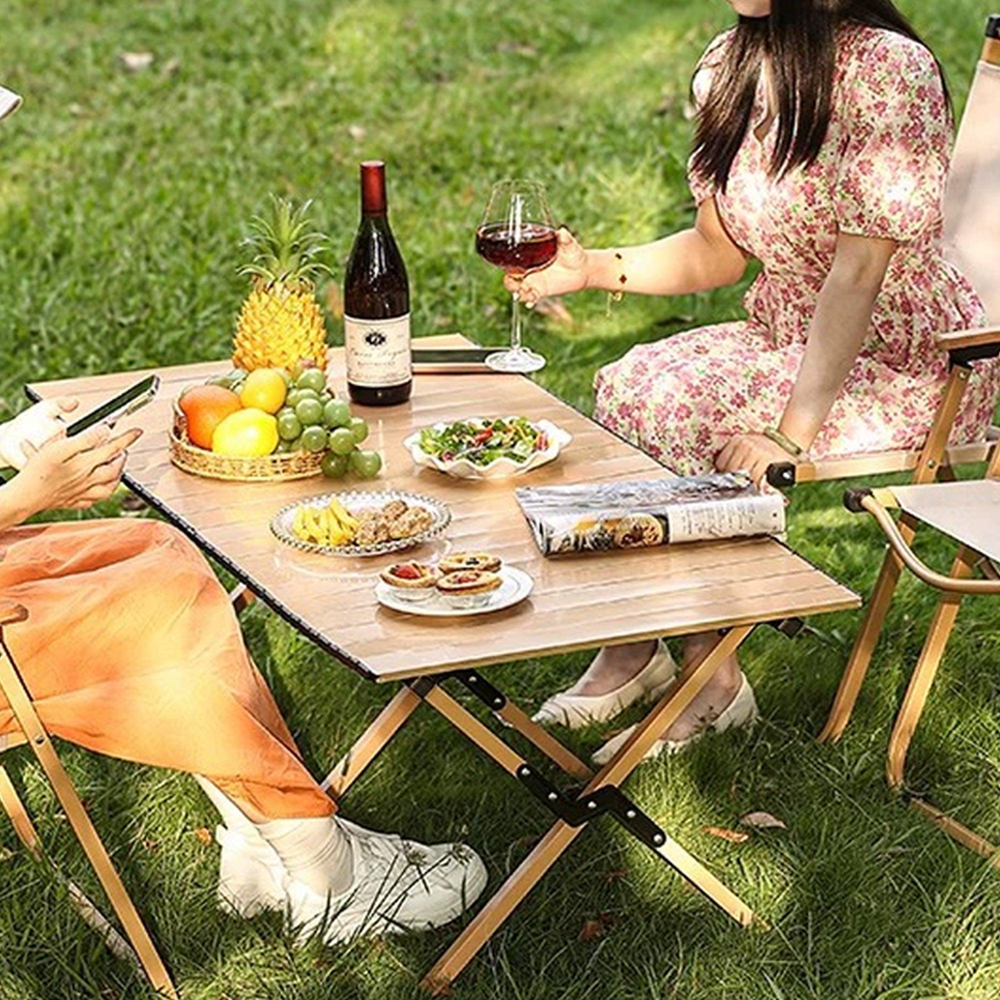 Folding Table Portable Picnic Camping Table Egg Roll Multi Function Outdoor