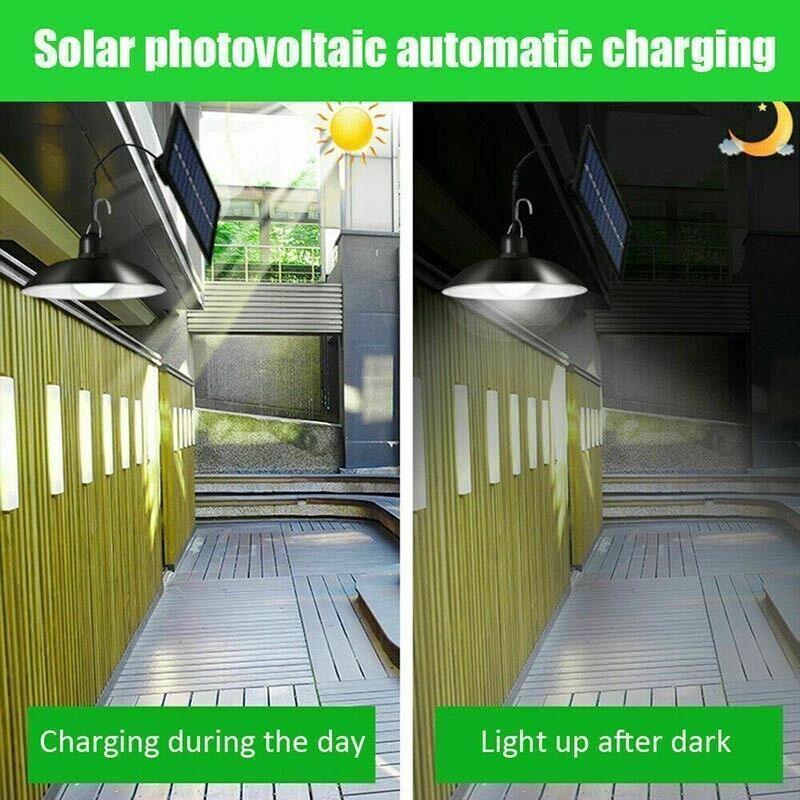 Solar Led Light Hanging Pendant Indoor Outdoor Garden Yard Tent Shed Lamp Remote - Dual-Head Light