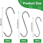 10PCS Steel S Meat Hooks for Beef Pork Lamb Roast Duck BBQ Grill Oven Hanging - L