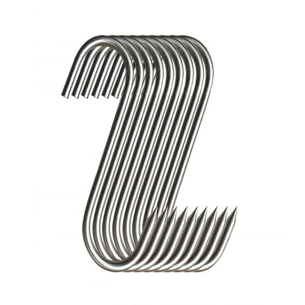 10PCS Steel S Meat Hooks for Beef Pork Lamb Roast Duck BBQ Grill Oven Hanging - L