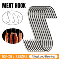 10PCS Steel S Meat Hooks for Beef Pork Lamb Roast Duck BBQ Grill Oven Hanging - S