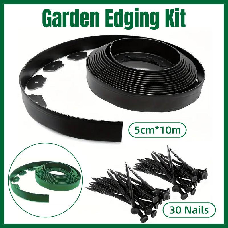 L Shaped Garden Edging Border Landscape Grass Lawn Stone Edge Fence Strip - Black