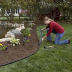 L Shaped Garden Edging Border Landscape Grass Lawn Stone Edge Fence Strip - Black