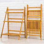 Balcony Plant Stand 3-Layer Wooden Flower Pot Corner Stand White Log Foldable - White