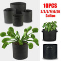 10 Pack Breathable Fabric Plant Grow Pots 2 to 20 Gallon Sizes - 10 Gallon-10PCS