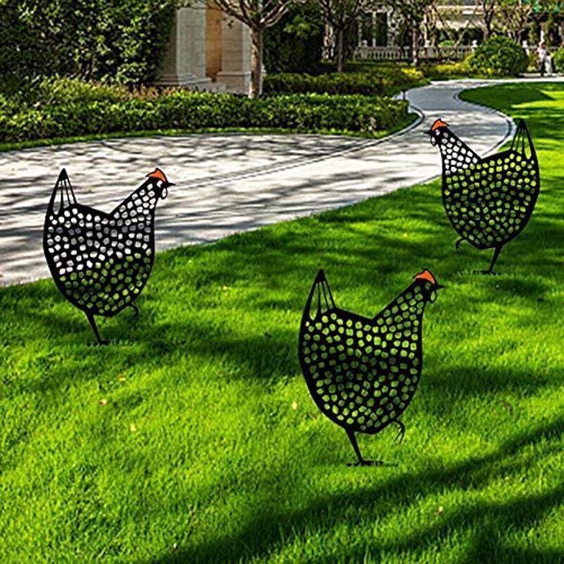 Garden Ornaments Chicken Yard Art Garden Backyard Lawn Decor Gift Easter Deco - A