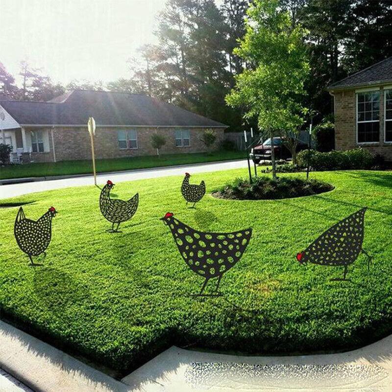 Garden Ornaments Chicken Yard Art Garden Backyard Lawn Decor Gift Easter Deco - A