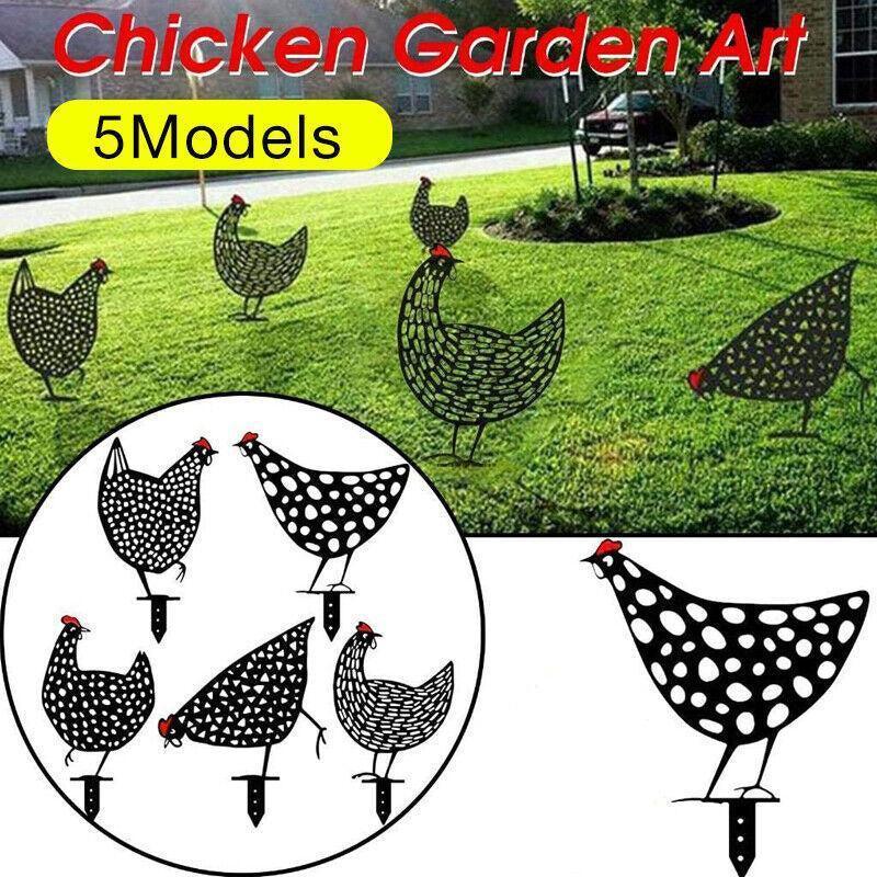 Garden Ornaments Chicken Yard Art Garden Backyard Lawn Decor Gift Easter Deco - D