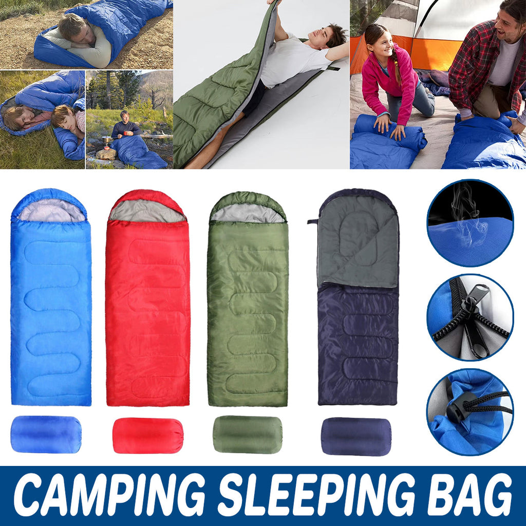 Single Sleeping Bag Outdoor Camping Hiking Thermal Warm Tent Travel Gear - Royal Blue