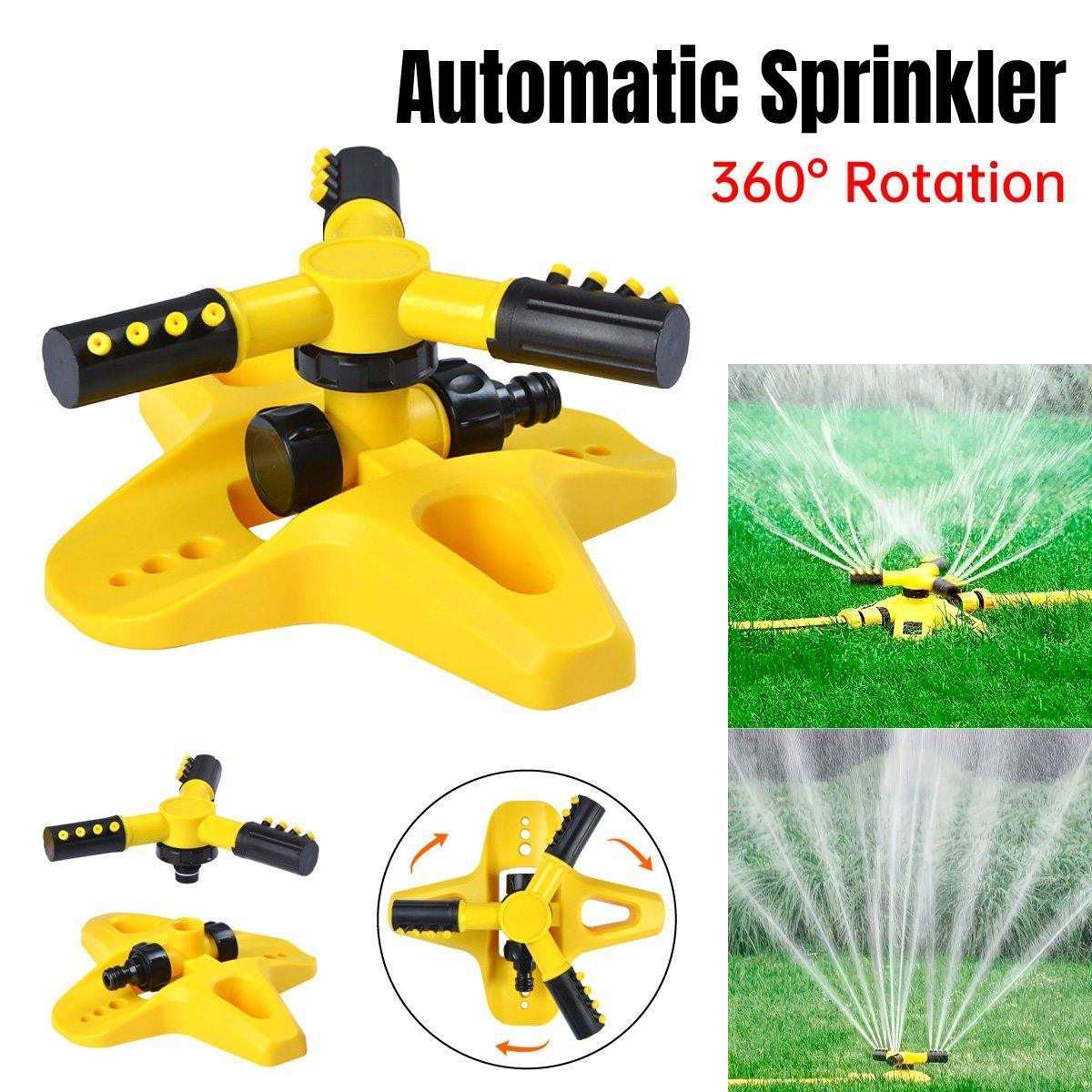 360 Degree Rotating Yellow Sprinkler Automatic Lawn Garden Watering System Villa