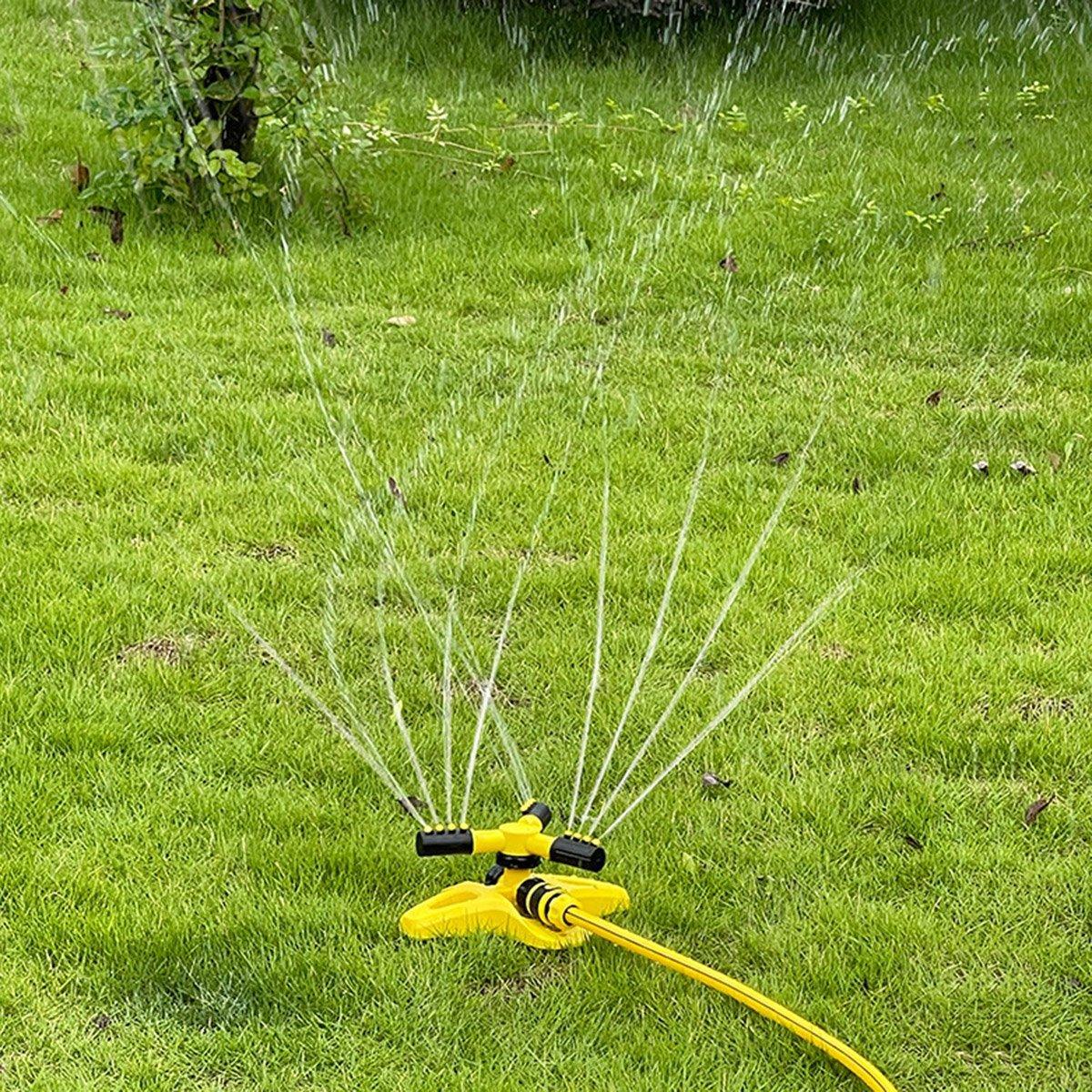 360 Degree Rotating Yellow Sprinkler Automatic Lawn Garden Watering System Villa