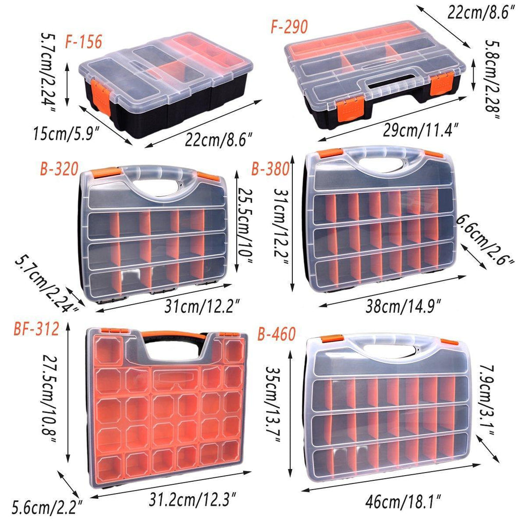 Clear Plastic Storage Box Multi Compartment Organizer for Small Parts Beads - F-156