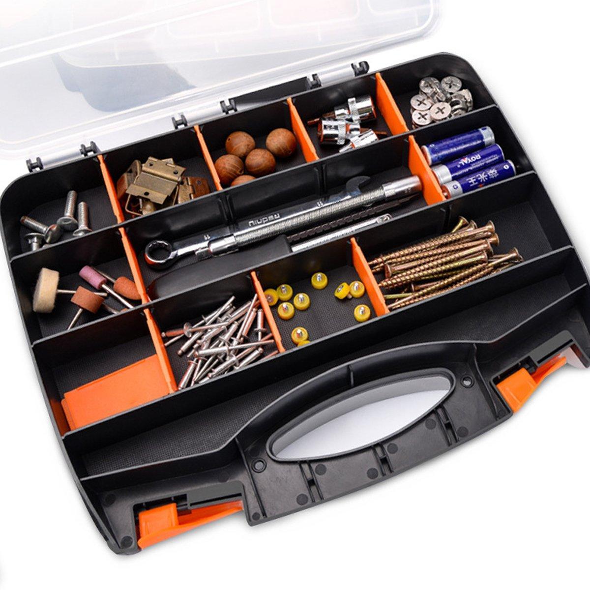 Clear Plastic Storage Box Multi Compartment Organizer for Small Parts Beads - F-156