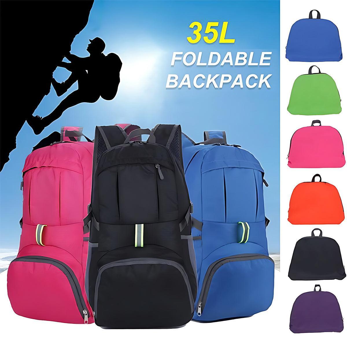 35L Light Foldable Outdoor Sports Backpack Camping Hiking Travel Bag - Black
