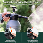 Pressure Pump Spray Bottle 2L Easy Pump Adjustable Nozzle Garden Watering Flower - Grey