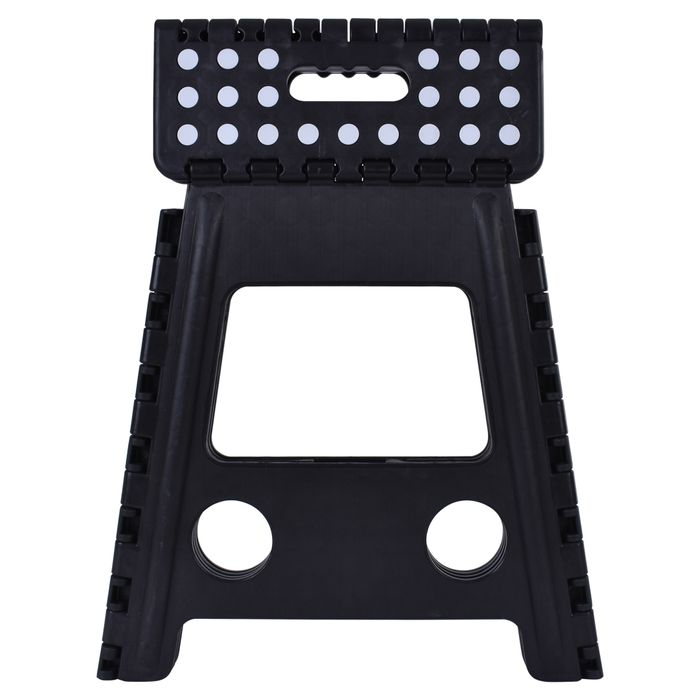 125kg Plastic Folding Step Stool 39cm Portable Chair Flat Indoor/Outdoor Home - Black