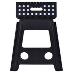 125kg Plastic Folding Step Stool 39cm Portable Chair Flat Indoor/Outdoor Home - Black