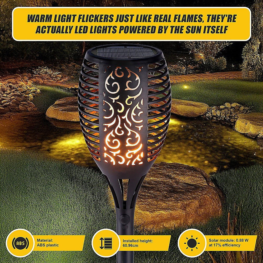 10 Pack Solar Torch Lights 96 LED Flickering Lighting Dancing Flame Garden Lamp