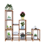 Indoor Outdoor Garden Plant Stand Planter Flower Pot Shelf Wooden Shelving - 12 Shelves