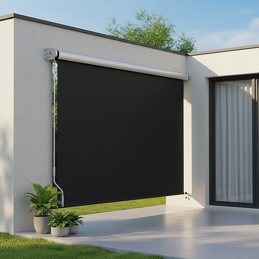 Retractable Straight Drop Roll Down Awning Garden Patio Screen 3.0X2.5M