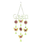 Hanging 'Garden' Sign w Butterflies + Bells 95cm