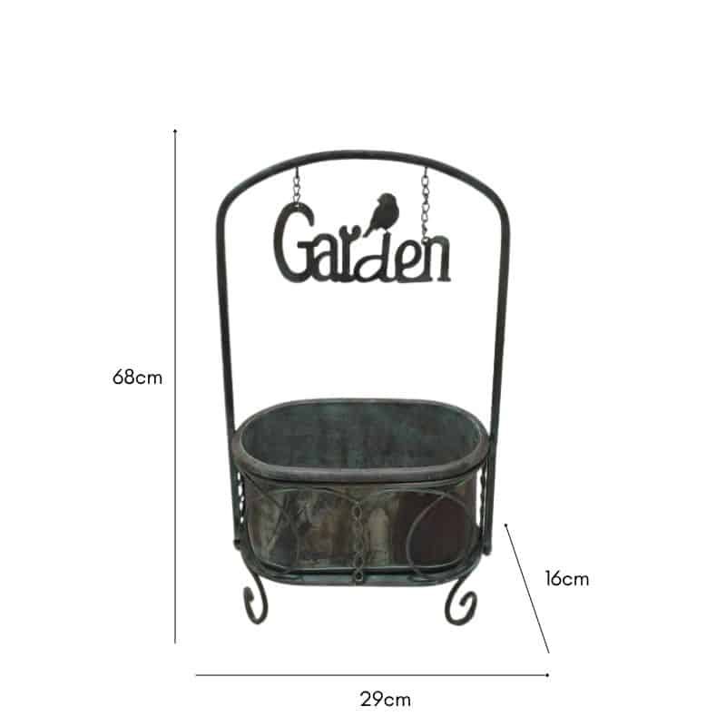 Planter On Stand w Floating Garden Sign 68cm
