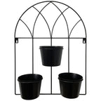 Black Arched 3 Pot Wall Planter 40x52cm