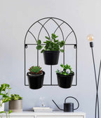 Black Arched 3 Pot Wall Planter 40x52cm