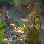 Arched Garden Stake w Yellow Flowers 91cm