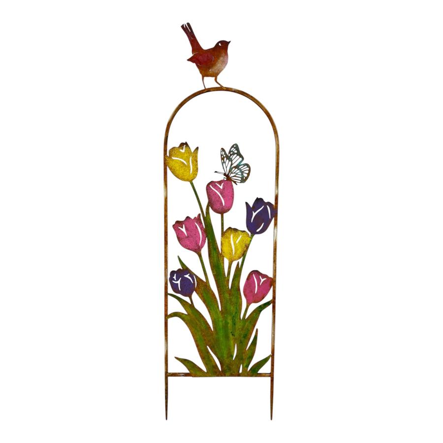 Arched Garden Stake w Coloured Flowers 94cm