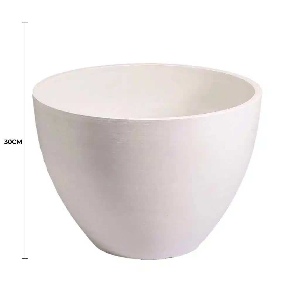 Polished Vintage White Planter Bowl 30cm