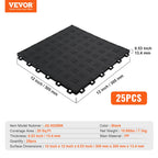 VEVOR Garage Tiles Interlocking, 12 x 12 x 0.53 inch 25 Pack Garage Floor Covering Tiles, Non-Slip Double-Sided Texture Garage Flooring Tiles, for Garages, Basements, Repair Shops, Black