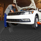 VEVOR Garage Tiles Interlocking, 12 x 12 x 0.53 inch 25 Pack Garage Floor Covering Tiles, Non-Slip Double-Sided Texture Garage Flooring Tiles, for Garages, Basements, Repair Shops, Black