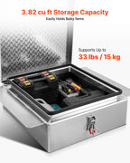 VEVOR Truck Bed Tool Box, Heavy Duty Aluminum Tool Box with Diamond Plate, Storage Toolbox Chest Organizer Supports up to 100 kg, Ideal for Pickup, Truck Bed, RV, Trailer, 770 x 610 x 230 mm, Silver