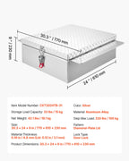 VEVOR Truck Bed Tool Box, Heavy Duty Aluminum Tool Box with Diamond Plate, Storage Toolbox Chest Organizer Supports up to 100 kg, Ideal for Pickup, Truck Bed, RV, Trailer, 770 x 610 x 230 mm, Silver
