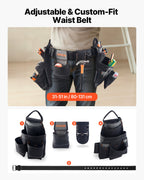 VEVOR Tool Belt, 18 Pockets Professional Tool Pouch for Men, Heavy Duty Adjustable Utility Belt Detachable Work Bag for Electrician, Carpenter, Construction, Work Apron Organizer, Adjusts 80-131 cm