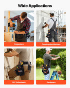 VEVOR Tool Belt, 18 Pockets Professional Tool Pouch for Men, Heavy Duty Adjustable Utility Belt Detachable Work Bag for Electrician, Carpenter, Construction, Work Apron Organizer, Adjusts 80-131 cm