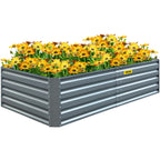 VEVOR Galvanized Raised Garden Bed, 203 x 102 x 48 cm Metal Planter Box, Gray Steel Plant Raised Garden Bed Kit, Planter Boxes Outdoor for Growing Vegetables,Flowers,Fruits,Herbs,and Succulents