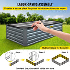 VEVOR Galvanized Raised Garden Bed, 203 x 102 x 48 cm Metal Planter Box, Gray Steel Plant Raised Garden Bed Kit, Planter Boxes Outdoor for Growing Vegetables,Flowers,Fruits,Herbs,and Succulents