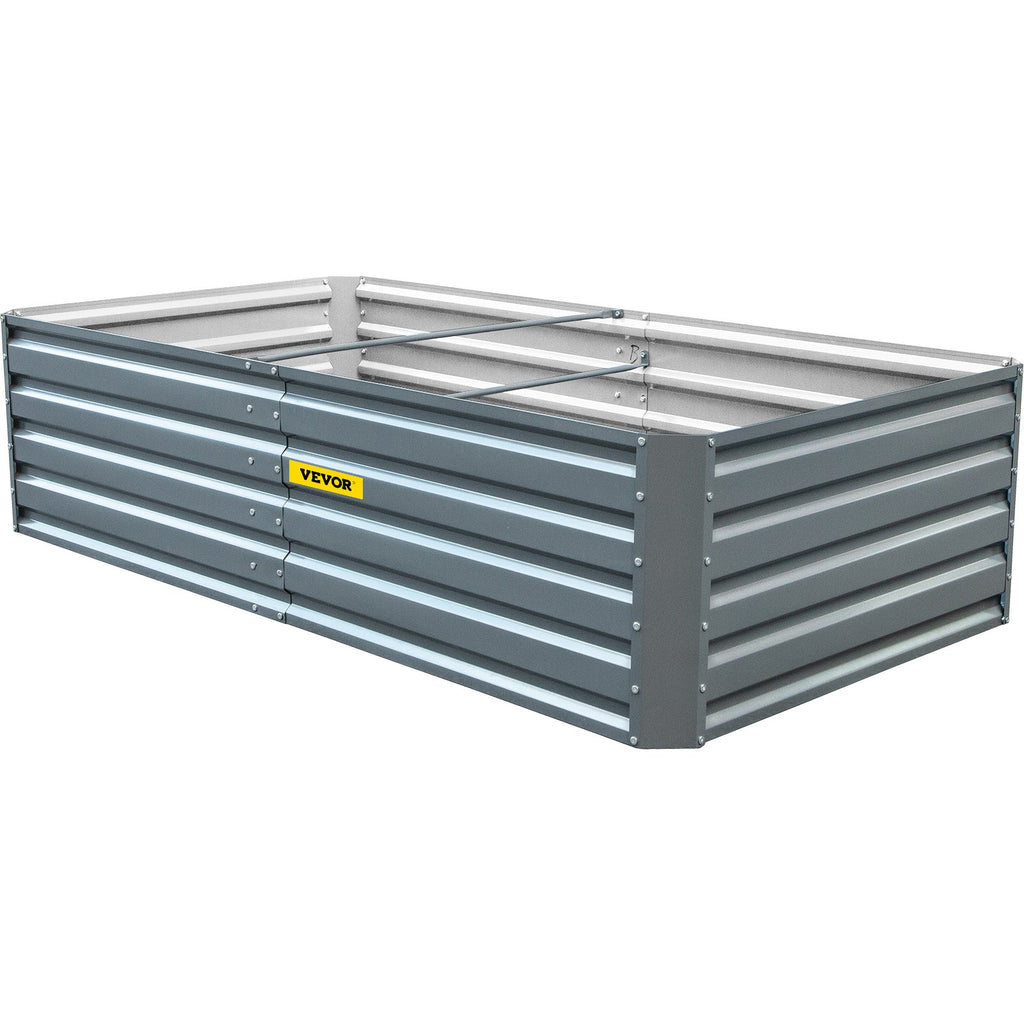 VEVOR Galvanized Raised Garden Bed, 203 x 102 x 48 cm Metal Planter Box, Gray Steel Plant Raised Garden Bed Kit, Planter Boxes Outdoor for Growing Vegetables,Flowers,Fruits,Herbs,and Succulents