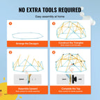 VEVOR Climbing Dome, 8FT Geometric Dome Climber with Slide, for Kids 3 to 9 Years Old, Jungle Gym Supports 600LBS and Easy Assembly, with Climbing Grip, Outdoor and Indoor Play Equipment for Kids