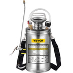 VEVOR 1.5Gal Stainless Steel Sprayer, Set with 16" Wand& Handle& 3.3FT Reinforced Hose, Hand Pump Sprayer with Pressure Gauge&Safety Valve, Adjustable Nozzle Suitable for Gardening& Sanitizing