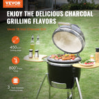 VEVOR Portable Charcoal Grill, Propane Gas Grills with Cover and Cart, Heavy Duty Stainless Steel BBQ Grill, Mini Smoker for Outdoor Cooking, Barbecue Camping, Picnic, and Backyard, Black