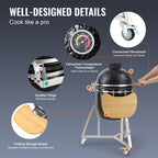 VEVOR Portable Charcoal Grill, Propane Gas Grills with Cover and Cart, Heavy Duty Stainless Steel BBQ Grill, Mini Smoker for Outdoor Cooking, Barbecue Camping, Picnic, and Backyard, Black
