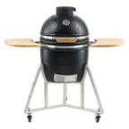 VEVOR Portable Charcoal Grill, Propane Gas Grills with Cover and Cart, Heavy Duty Stainless Steel BBQ Grill, Mini Smoker for Outdoor Cooking, Barbecue Camping, Picnic, and Backyard, Black